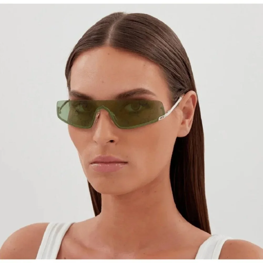 NEW GUCCI GG1561S 003 SHIELD IVORY GREEN UNISEX SUNGLASSES GUCCI